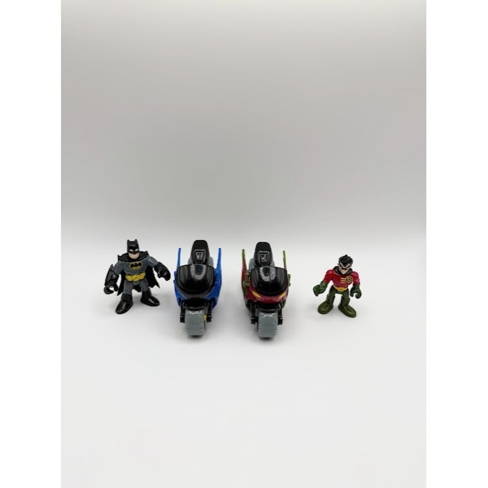Fisher Price 2009 Imaginext Super Friends ROBIN BATMAN Figure Cycle Motorcycle